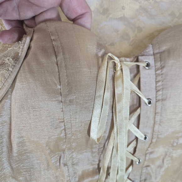 Vtg Y2k Lace Bustier Corset Long Sleeve Top - Picture 5 of 7